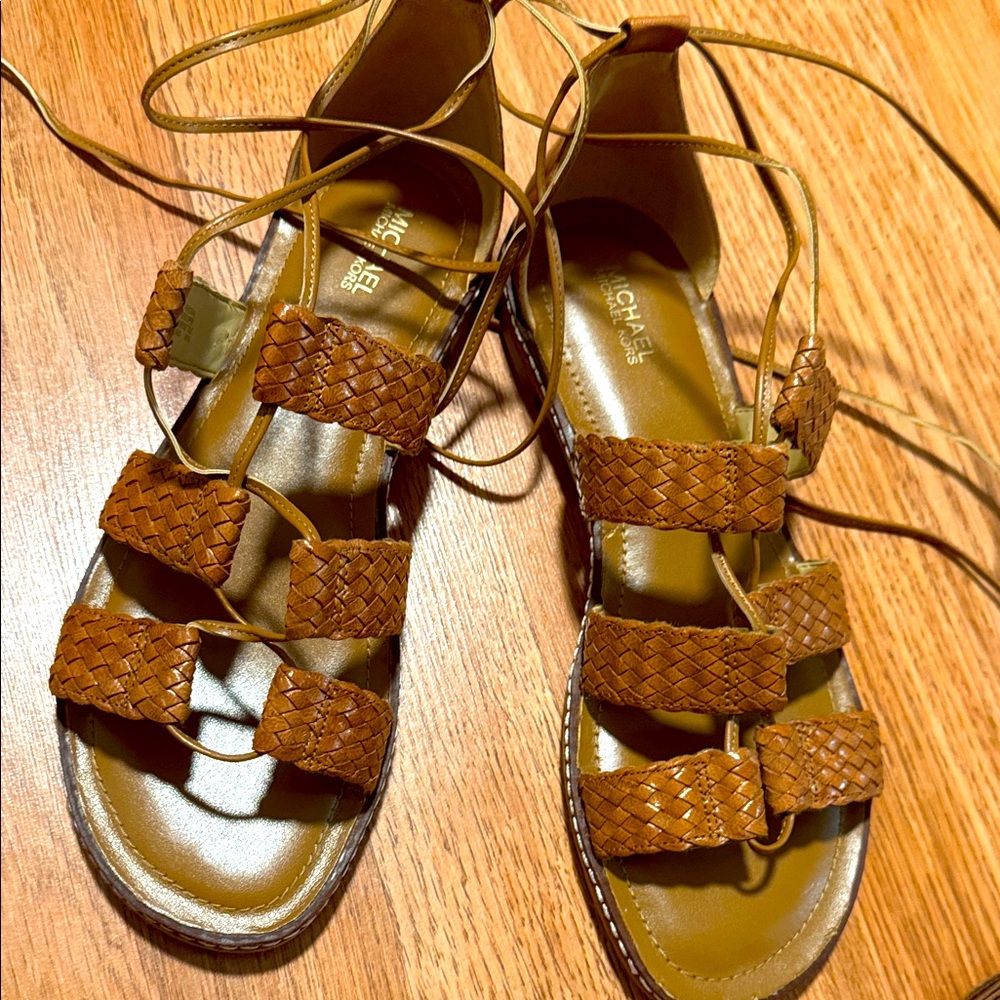 Michael Kors Women's Brown Woven Sandals